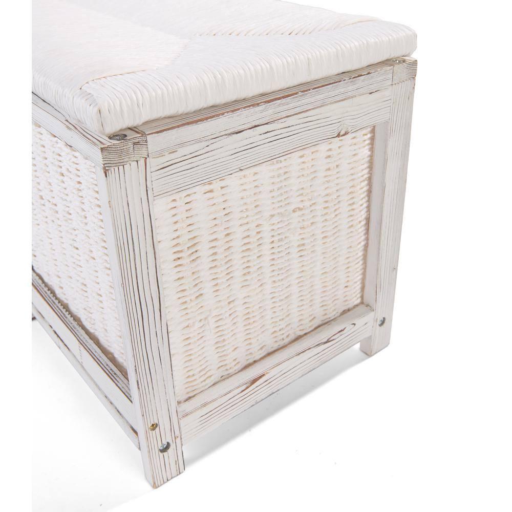 Kid''s Storage Bench With Woven Top And Baskets