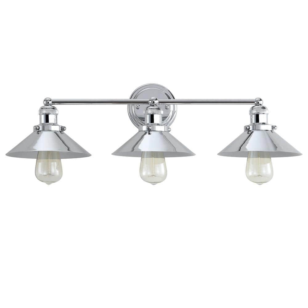 June 26.5 in. 3-Light Metal Chrome Vanity Light