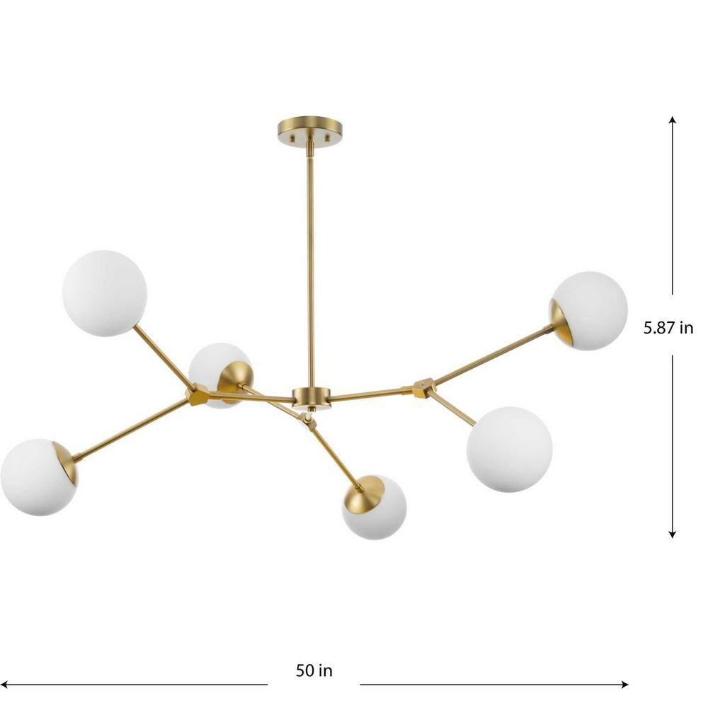 Progress Lighting Haas 6-Light Chandelier, Brushed Bronze, Opal Glass Globes, Design Series