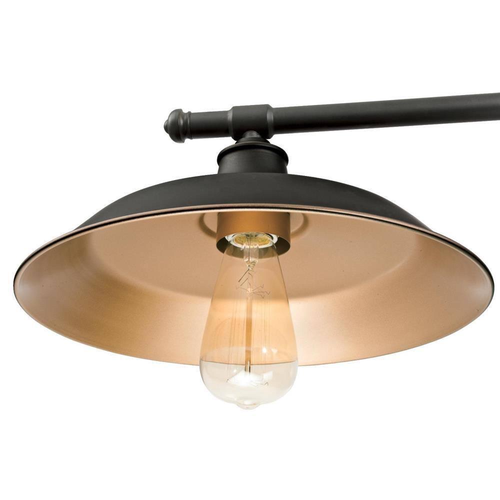 Westinghouse 6332500 Iron Hill Three-Light Indoor Island Pulley Pendant, Finish with Highlights and Metallic Interior, 3, Oil Rubbed Bronze/Bronze