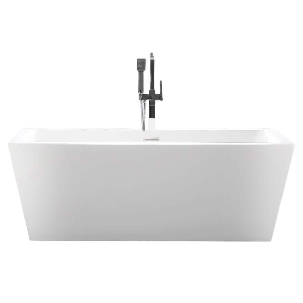 Elena 59" x 30" Freestanding Soaking Acrylic Bathtub