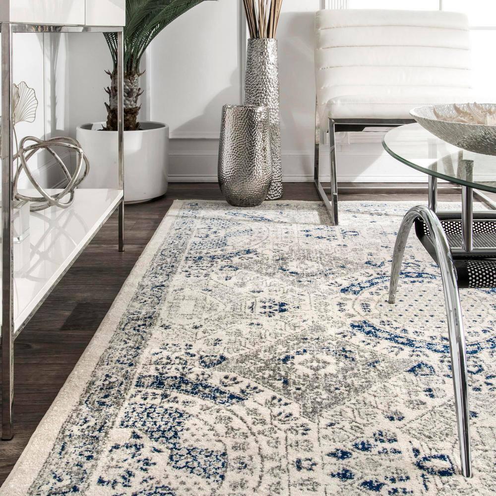 Nuloom Minta Medallion 2x3 Accent Indoor Area Rug for Living Room Bedroom Dining Room Entryway Kitchen, Blue/Off White