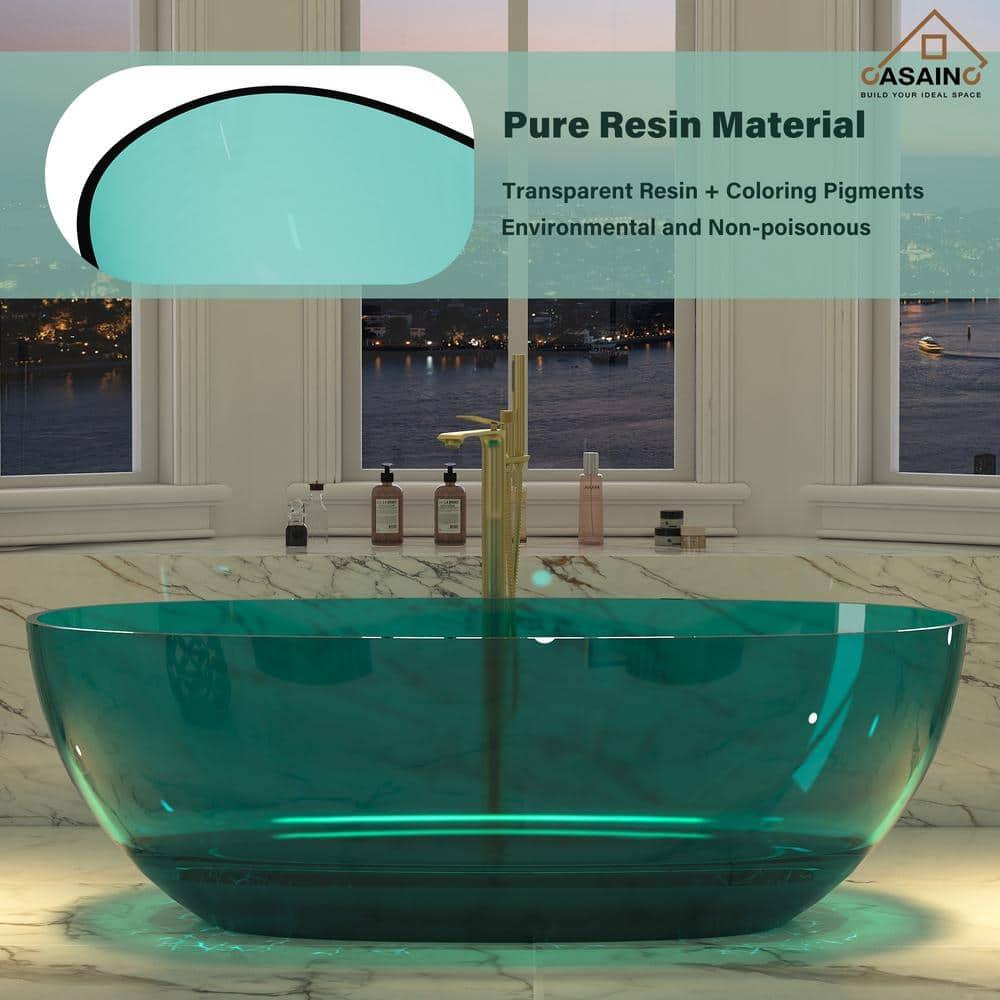 67'' x 30'' Runway Semi Transparent Resin Freestanding Soaking Bathtub