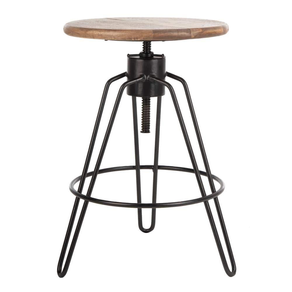 Kai Adjustable Swivel Counter Stool - BST3700 - Natural Honey/Black - Safavieh
