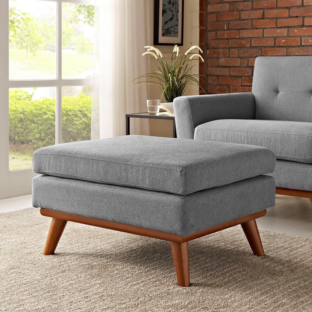 Modway Engage Upholstered Fabric Ottoman in Expectation Gray