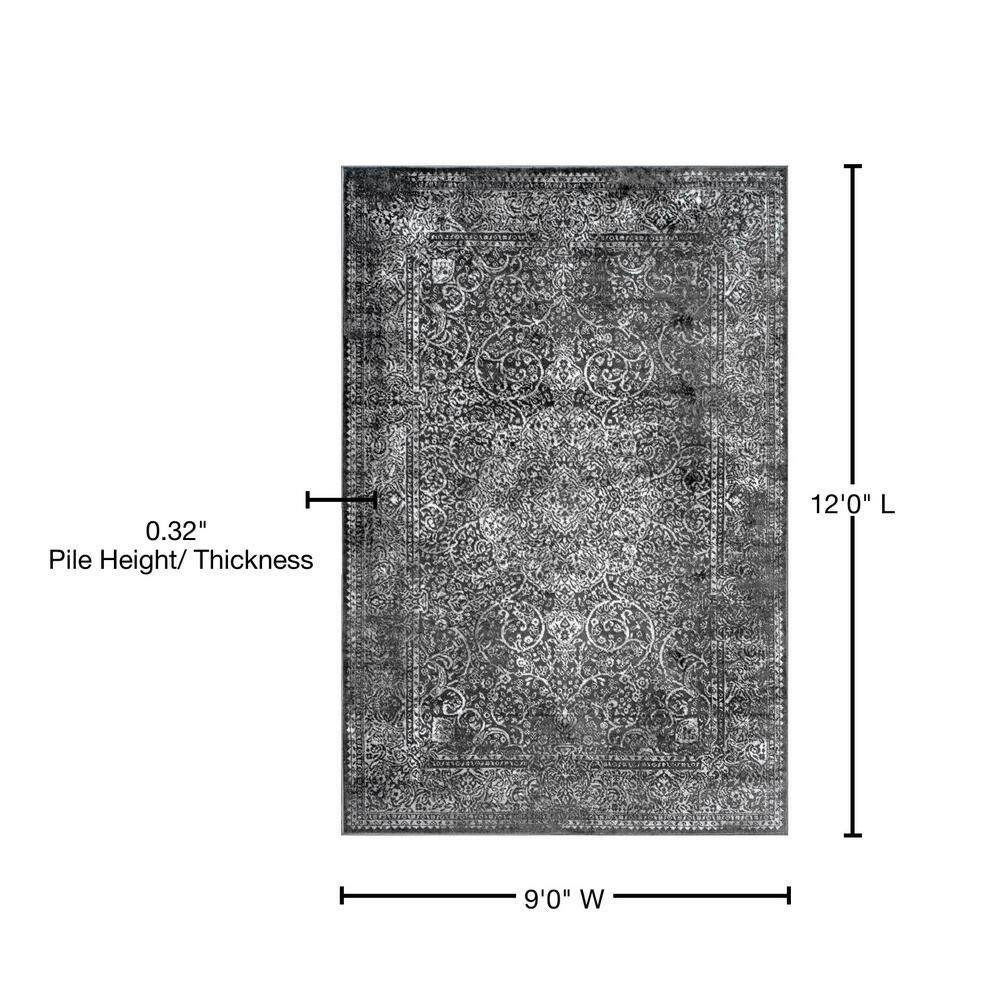 Nuloom Delores Oriental/Persian 9x12 Indoor Area Rug for Living Room Bedroom Dining Room Kitchen, Dark Grey/Ivory