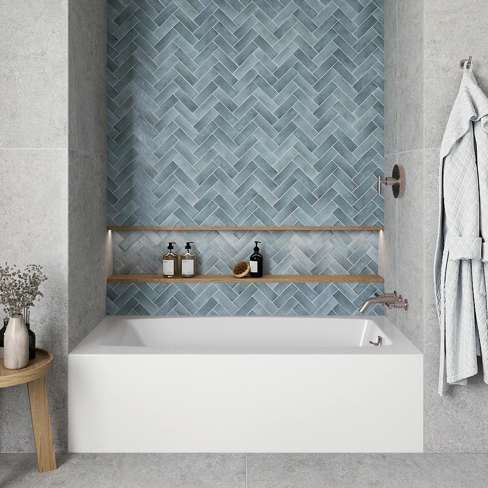 Streamline 60 in. x 30 in. Acrylic Right-Hand Drain Alcove Bathtub in Glossy White With External Drain