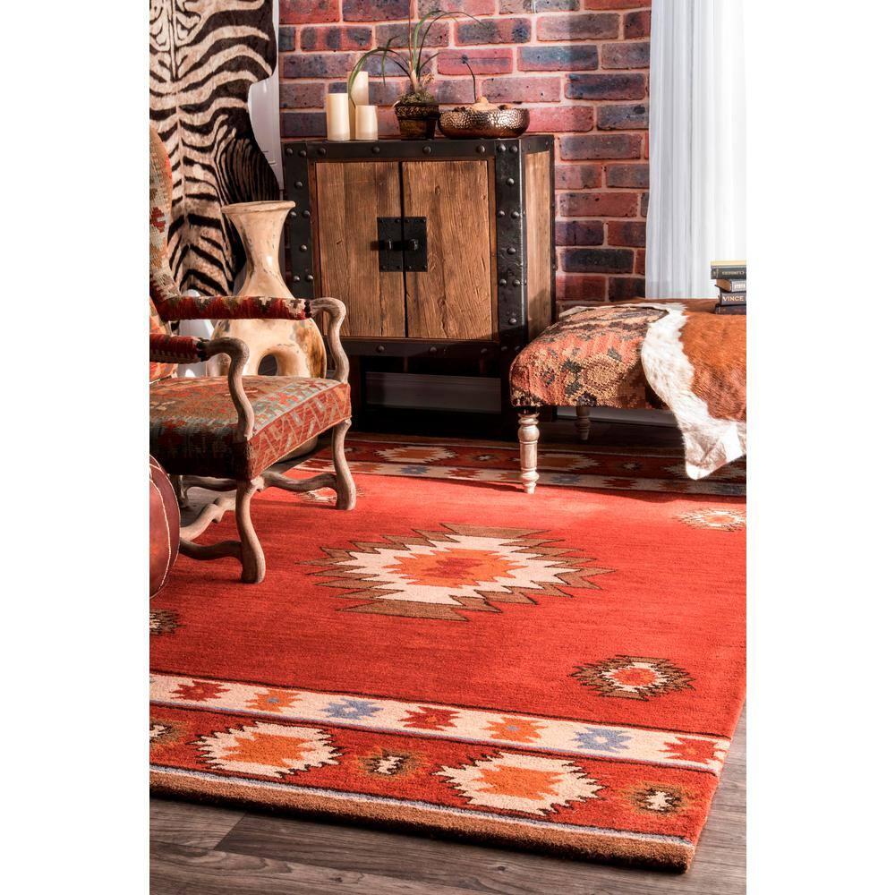 2'x3' Hand Tufted Shyla Accent Rug Orange - nuLOOM: Wool, Geometric, Bohemian, Medium Pile, Indoor Use