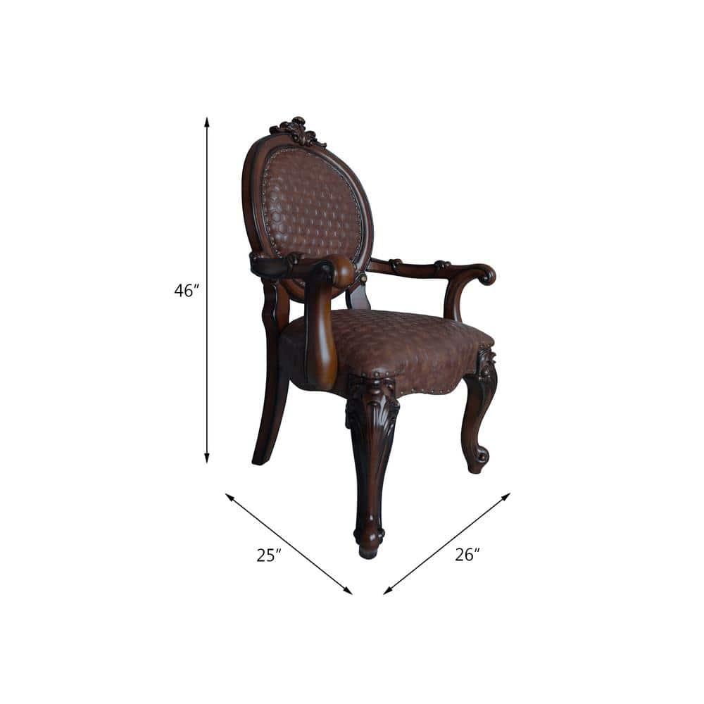 Acme Furniture Versailles 26" Dining Chairs Cherry Finish: Leather Upholstery, Nailhead Trim, No Assembly Required