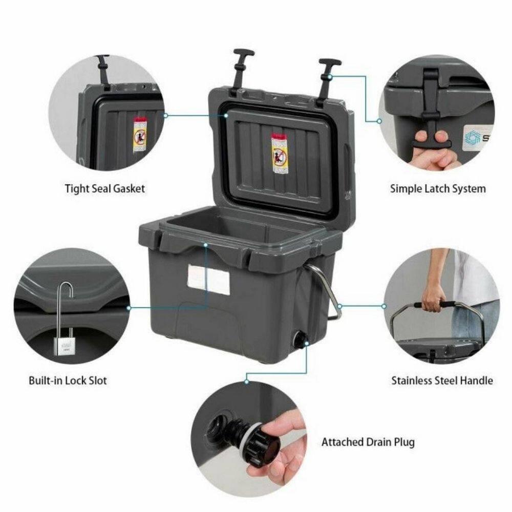 Costway 16 Quart Cooler Portable Ice Chest Leak-proof 24 Cans Ice Boxfor Camping