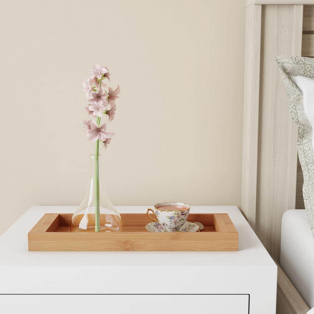Bamboo Bathroom Vanity Tray-Natural Wood Eco-Friendly Holder for Towels Toiletries Cosmeti