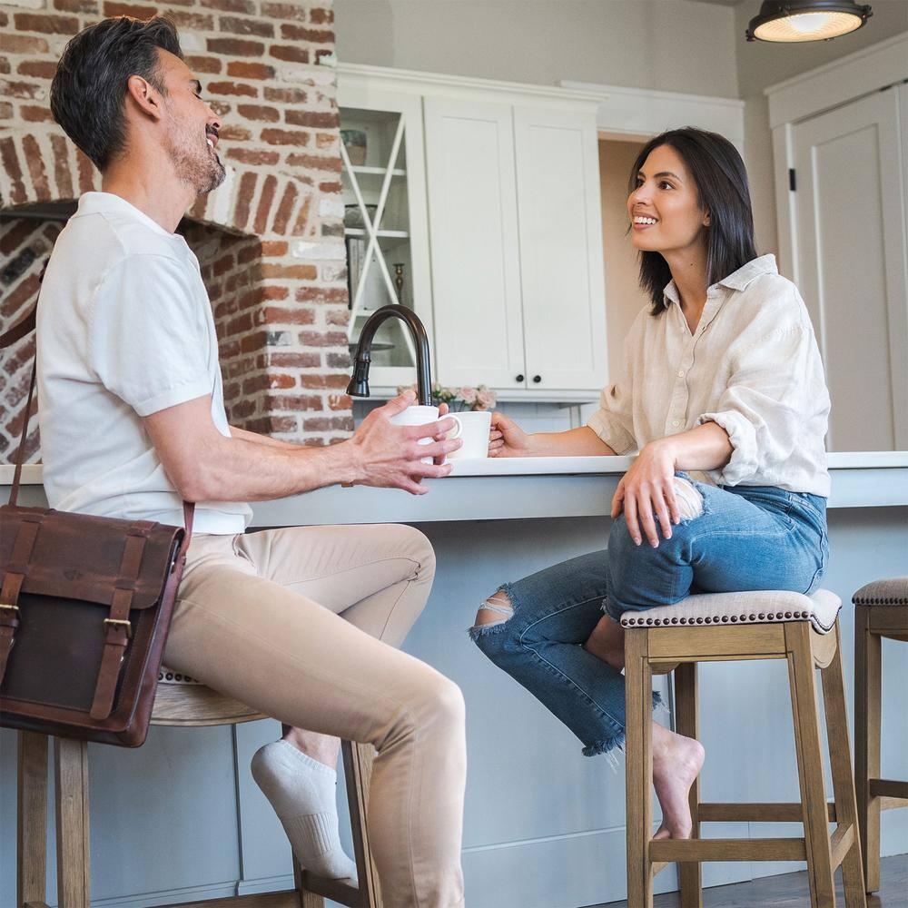 Maven Lane Maven Lane Adrien Backless Saddle Kitchen Stool with Fabric Upholstery