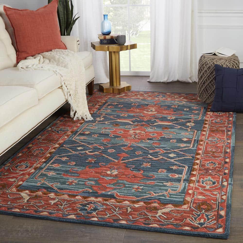 Handmade Blue Wool Medallion Tufted 5' x 8' Rug
