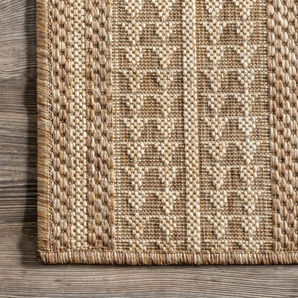 nuLOOM 5' x 8' Outdoor Geometric Area Rug, Stain Resistant, Weather Resistant, High Traffic, Patio, Balcony, Outside, Ranya Light Brown