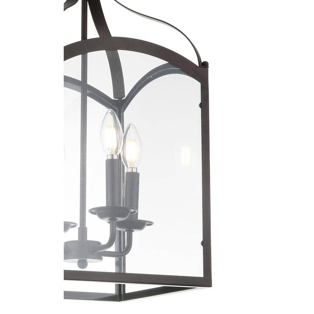 JONATHAN Y Ruth 11" 4-light Traditional Classic Lantern Metal/Glass LED Pendant, Oil Rubbed Bronze