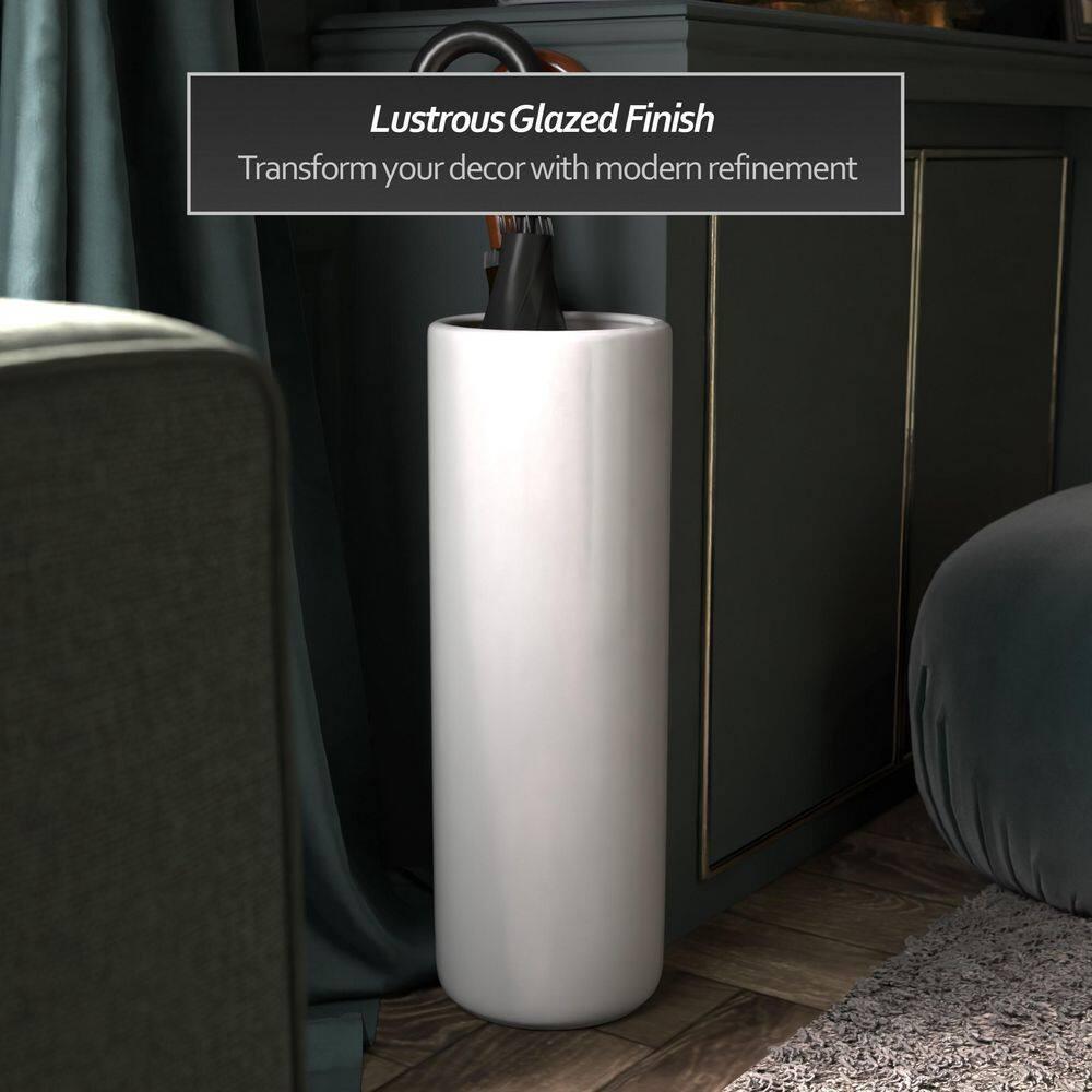 24" White Porcelain Umbrella Stand