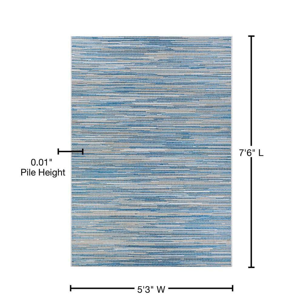 Couristan Monte Carlo Coastal Breeze Indoor/Outdoor Area Rug, 5'3" x 7'6", Ocean-Champagne