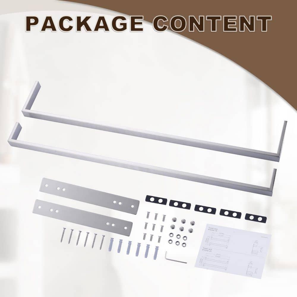 2-Tier Stainless Steel Wall Mounted Square Towel Rack With Concealed Mounting Hardware Staggered Two Rod Towel Rack