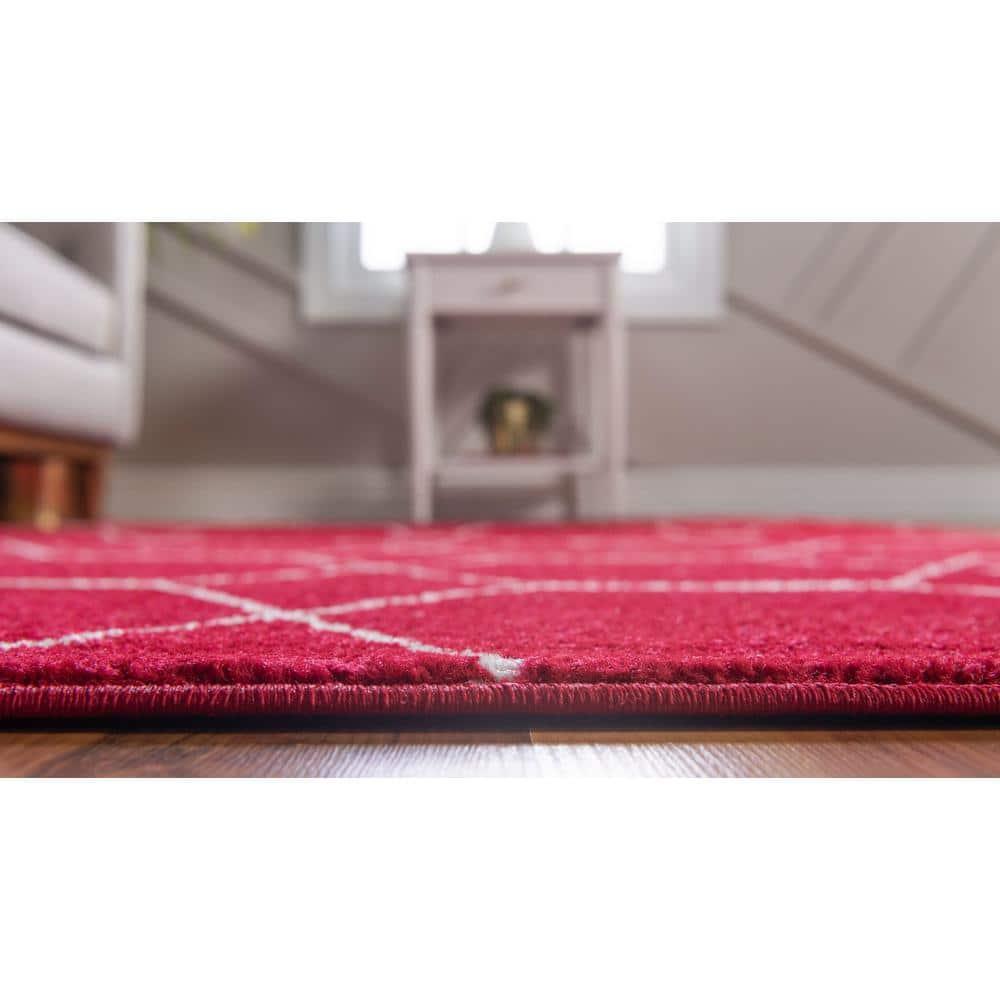 Unique Loom 8' 0 x 10' 0 Trellis Frieze Geometric Red Area Rug