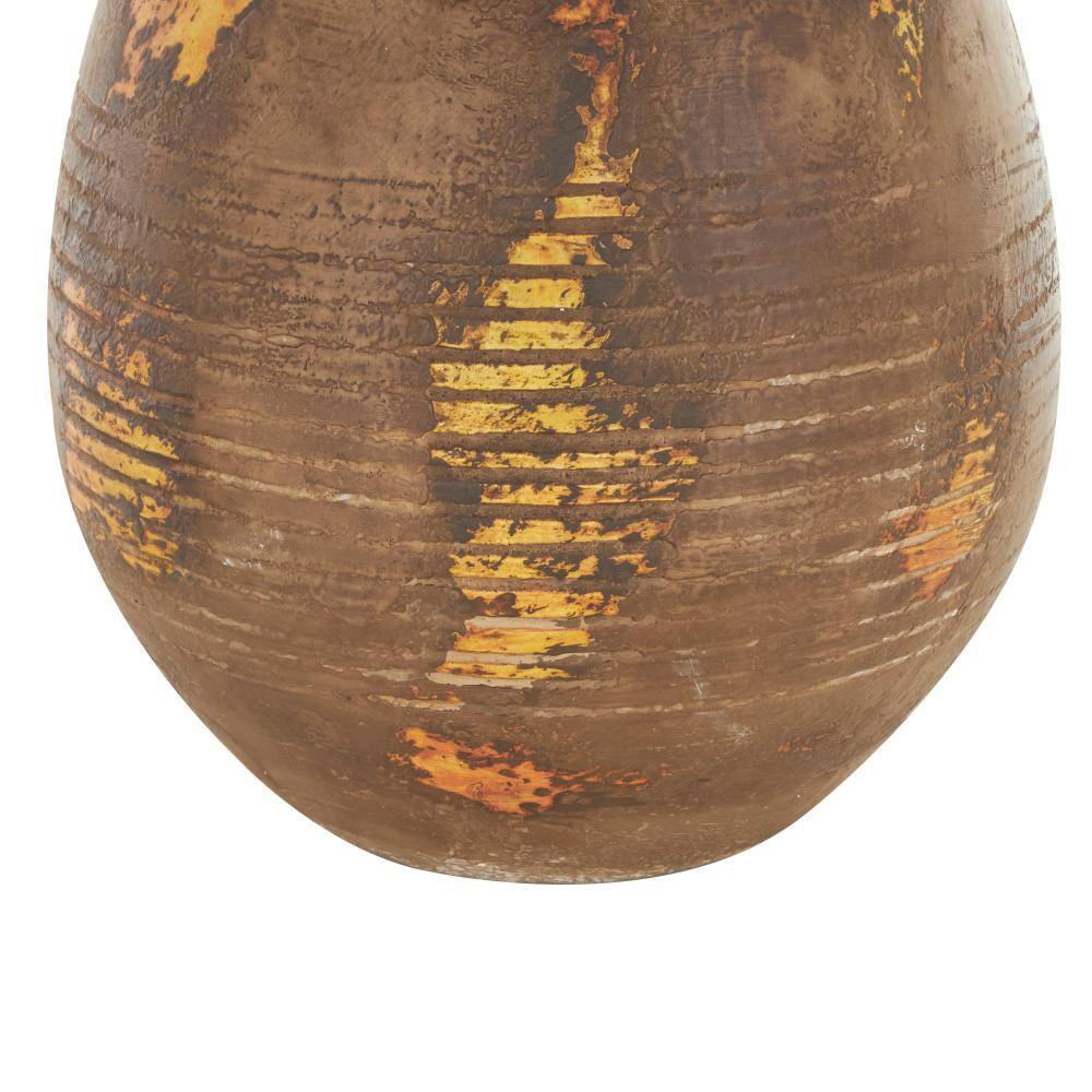 Birch Lane™ Anelis Ceramic Antique Style Distressed Decorative Brown Vase with Grooves and Handles | Birch Lane
