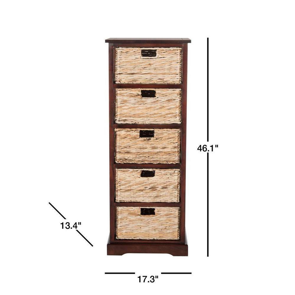 Vedette 5 Wicker Basket Storage Tower - AMH5739 - Cherry - Safavieh Couture