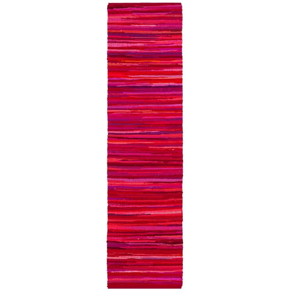 Rag Rug RAR130 Hand Woven Indoor Runner Rug - Red/Multi - 2'3"x6' - Safavieh.