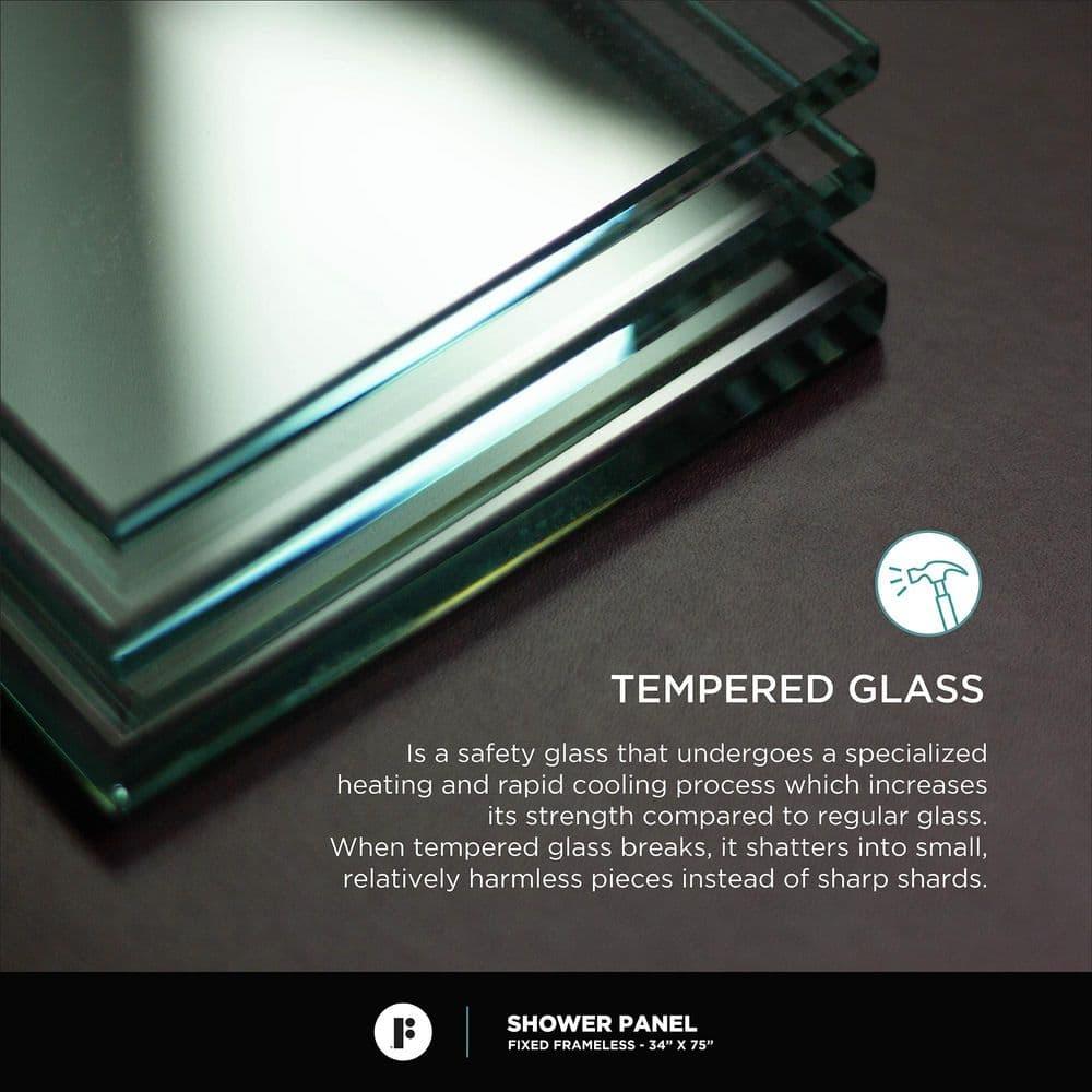 34'' W x 74.25'' H Semi-Frameless Fixed Glass Panel