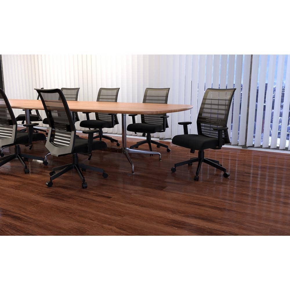 Linear Mesh Task Chair Black - Boss Office Products: Synchro-Tilt, Adjustable Arms, 275lbs Capacity