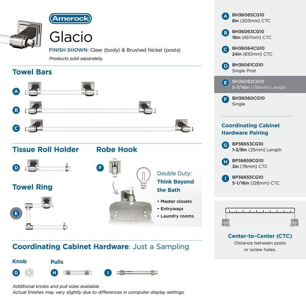 Amerock Glacio Clear/Brushed Nickel Open Towel Ring