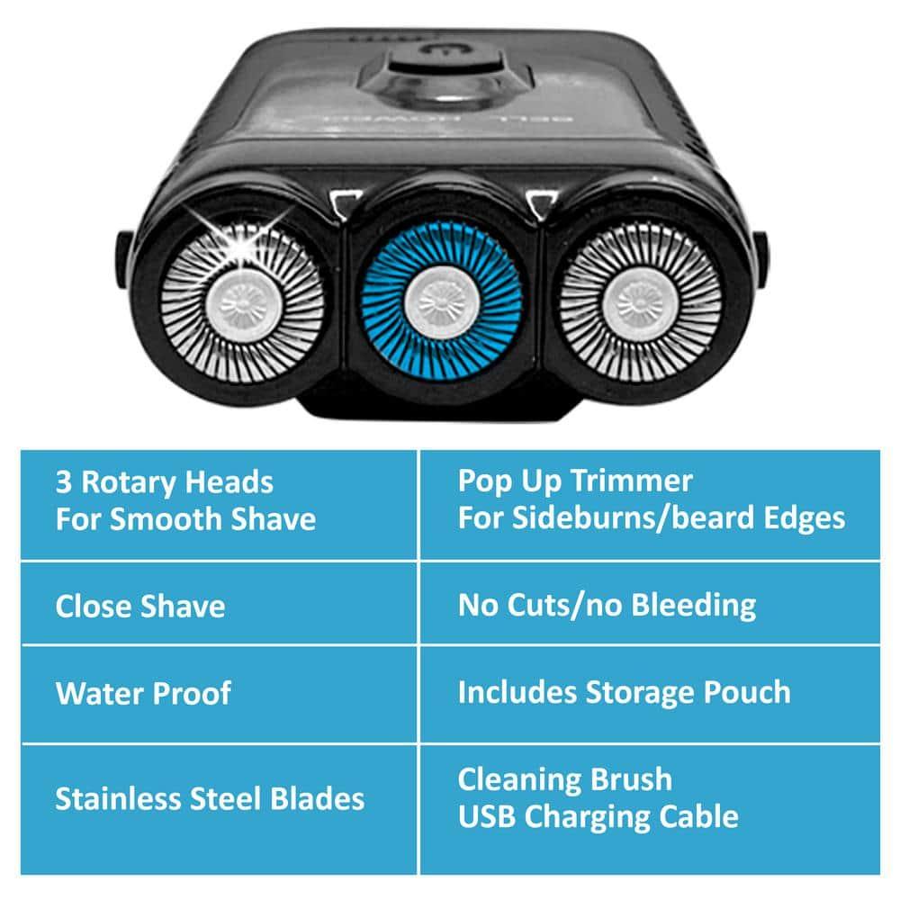 Bell+Howell Tac Shaver, Mustache and Beard Rotary Shaver with pop-up Trimmer (Deluxe-Rechargeable), As Seen on TV