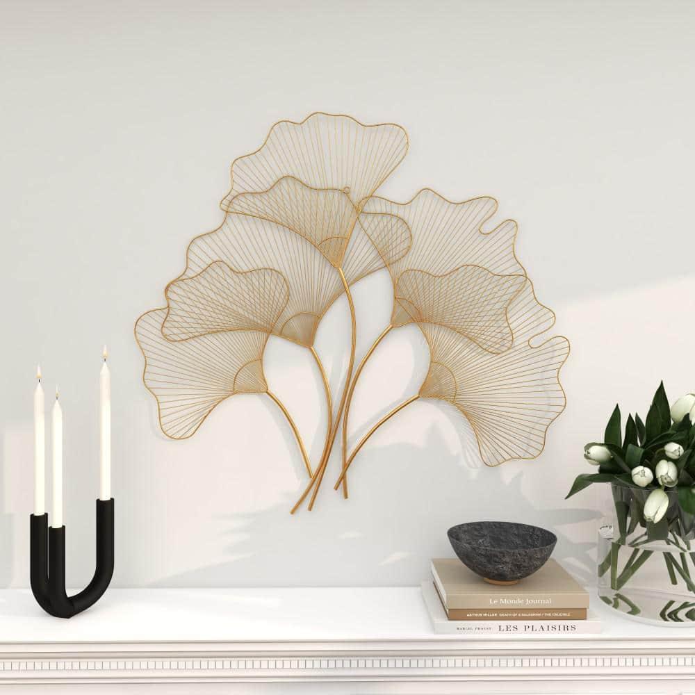 Floral Gold Metal Leaf Wall Décor, 36" X 33"