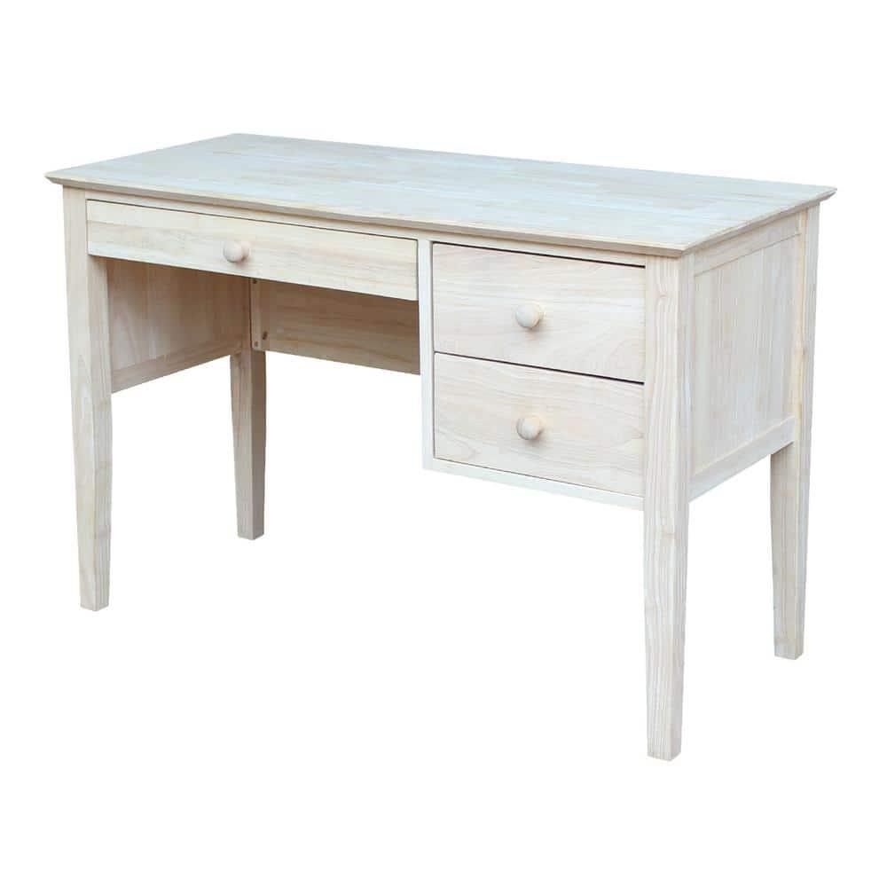 Computer Desk International Concepts: Unfinished Parawood, Brooklyn Style, Writing Desk with Drawer