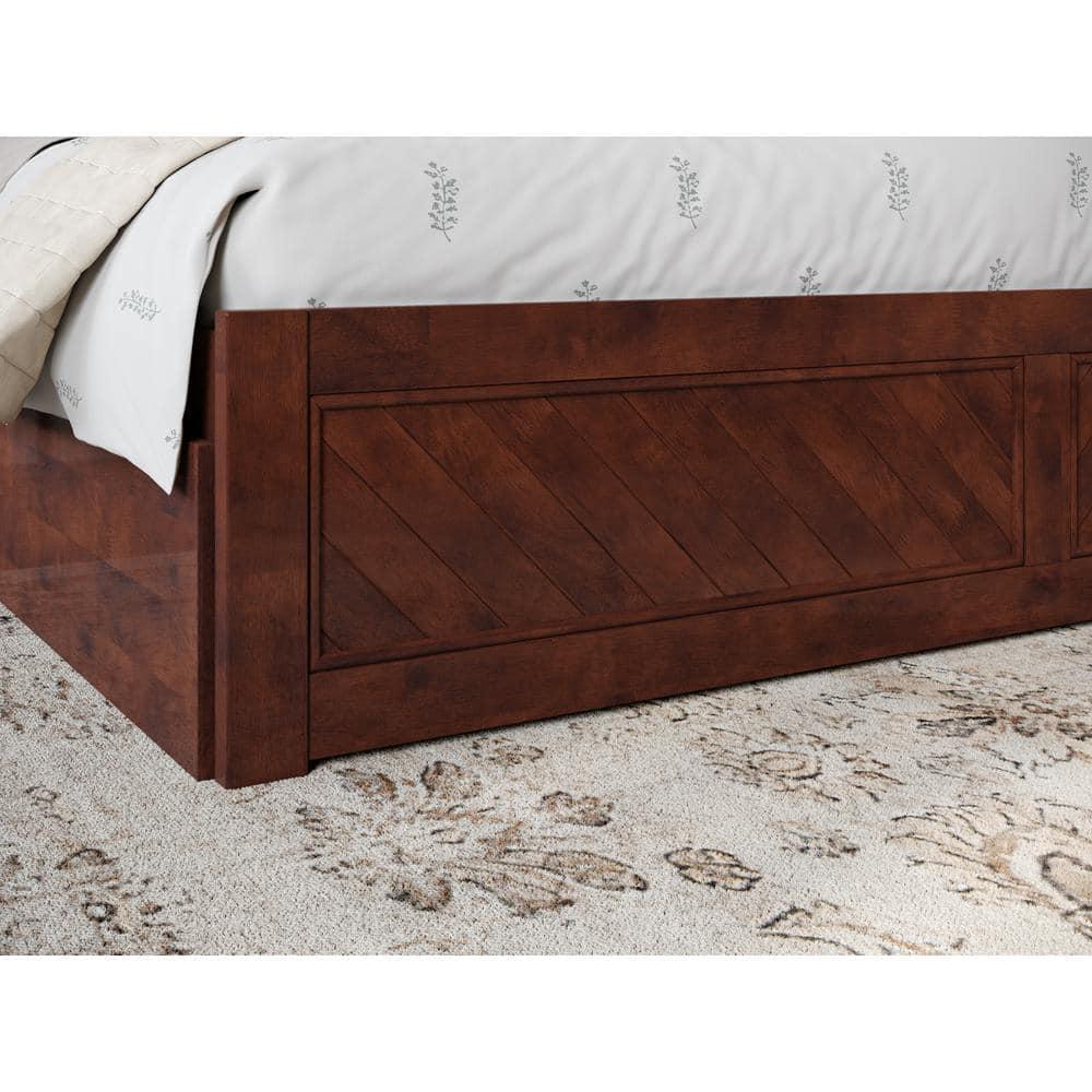AFI Canyon Walnut Solid Wood Platform Bed with Matching Footboard & Twin-XL Trundle, King