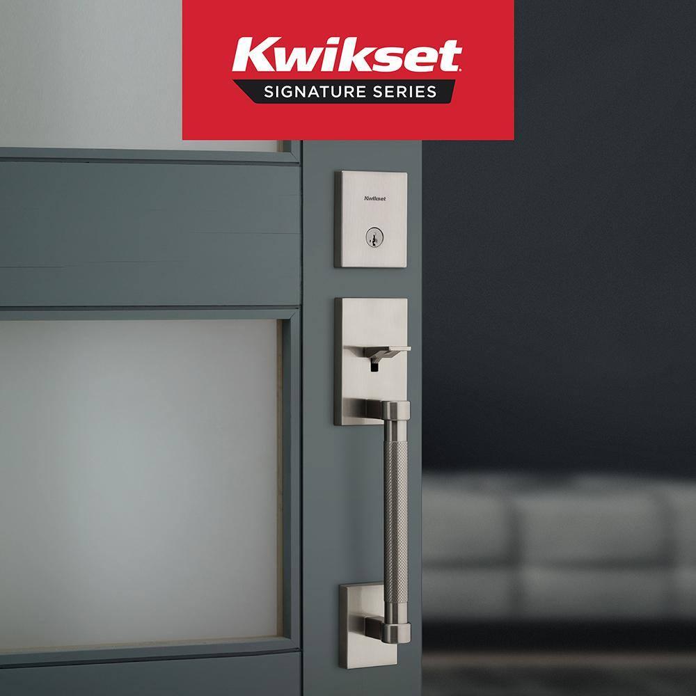Kwikset Prava Front Door Lock Handle and Deadbolt Set, Entry Handleset Exterior with Interior Reversible Lever, Satin Nickel, Pick Resistant SmartKey Rekey Deadbolt Security, with Microban Protection