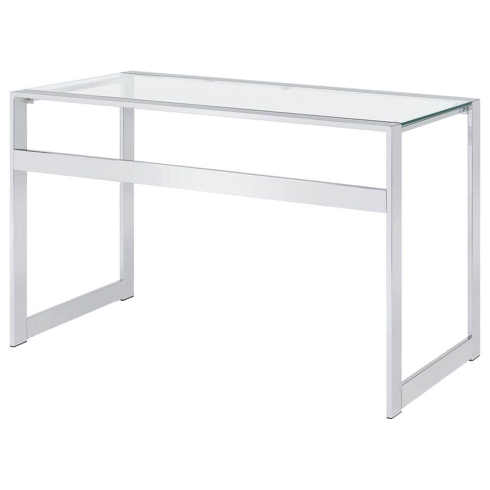 Hartford Minimal Glass Top Writing Desk Chrome - Coaster