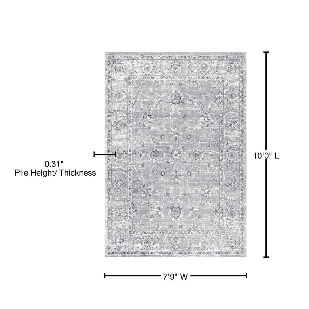 8'x10' Modern Persian Vintage Area Rug, Light Grey - JONATHAN Y