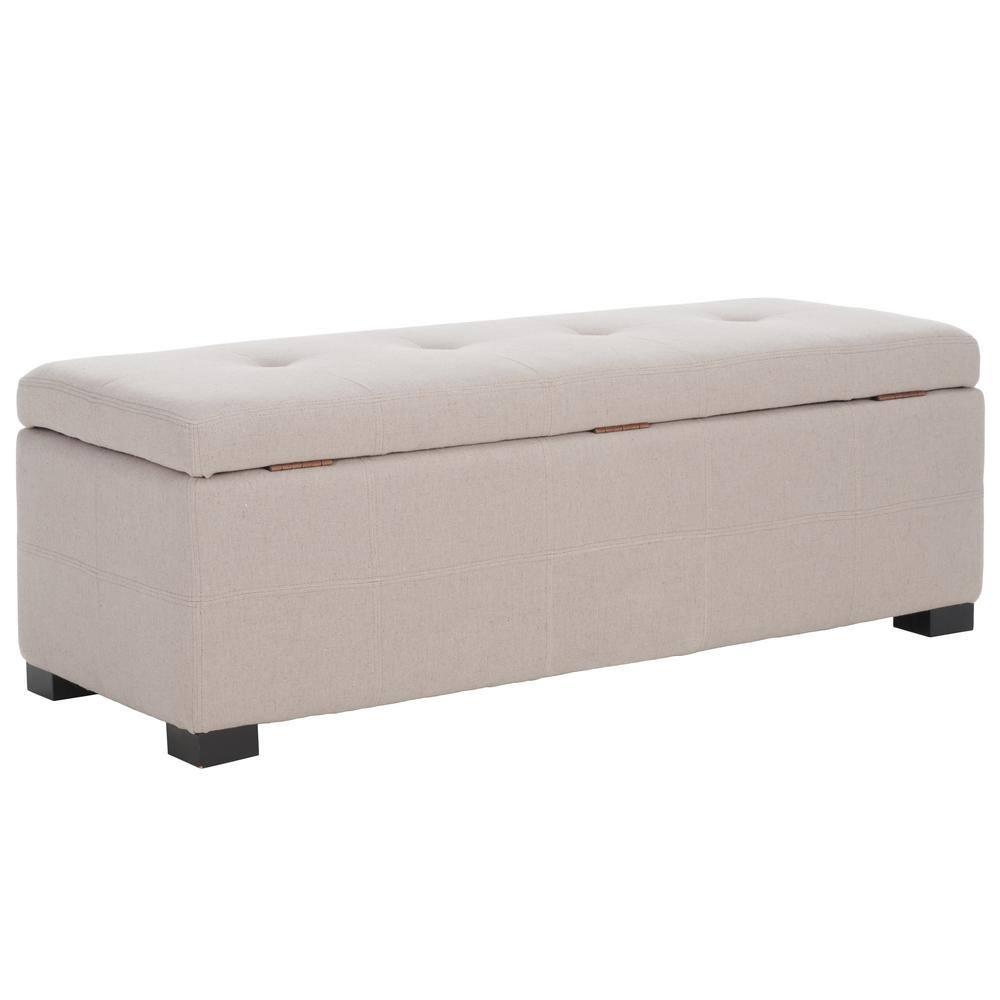 Maiden Tufted Storage Bench Large - Taupe - Safavieh