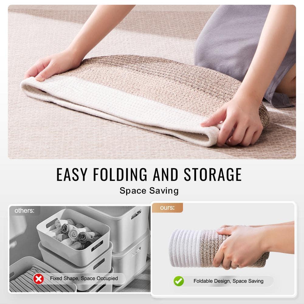 VEVOR Cotton Rope Basket, 22L, 3 Packs Storage Basket, Woven Basket Bins with Handles, Decorative Shelf Organizer Towel Hamper, Boho Toy Basket for Organizing Books Clothes Living Room 15 x 10 x 9 in