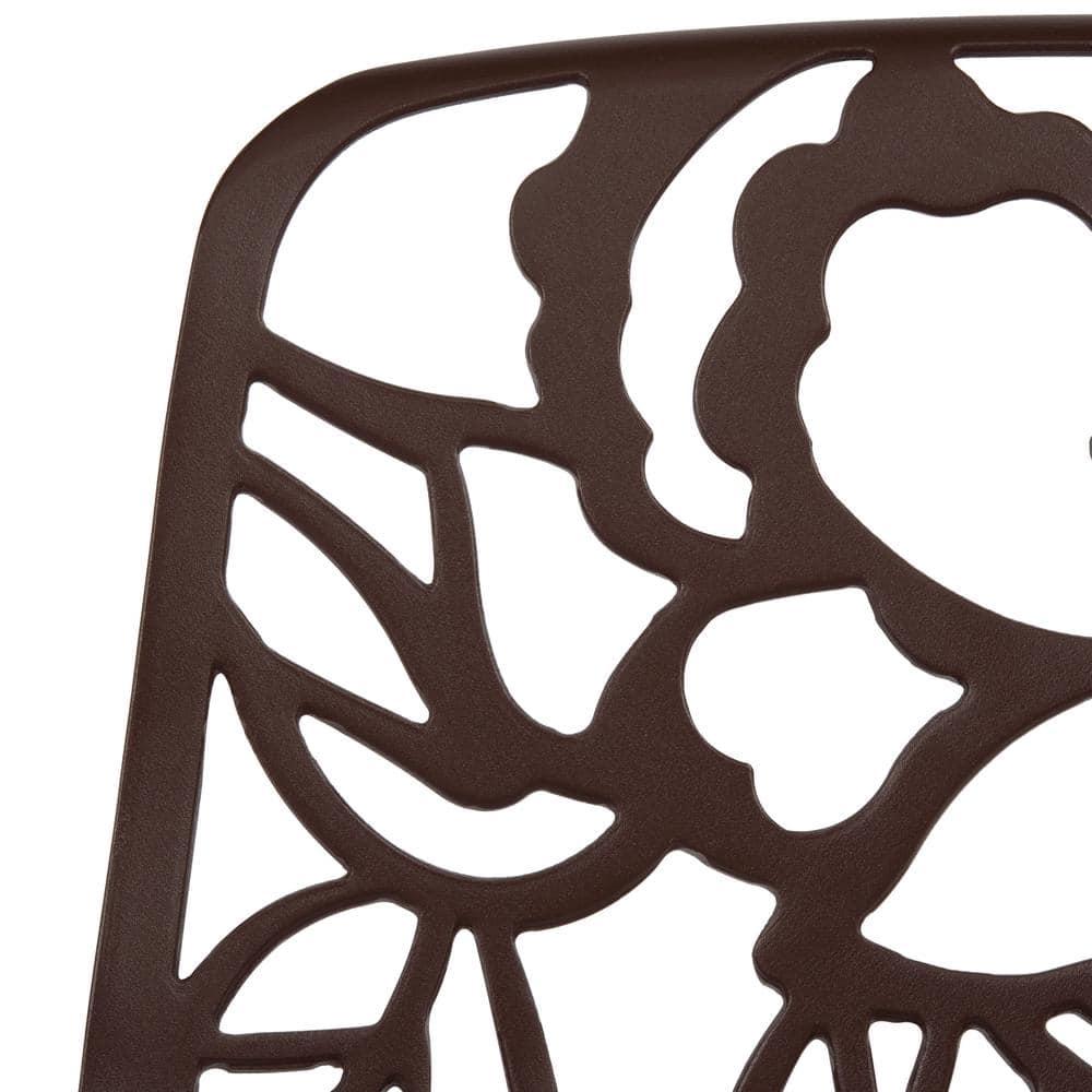 LeisureMod Devon Modern Aluminum Outdoor Stackable Dining Chair, Brown