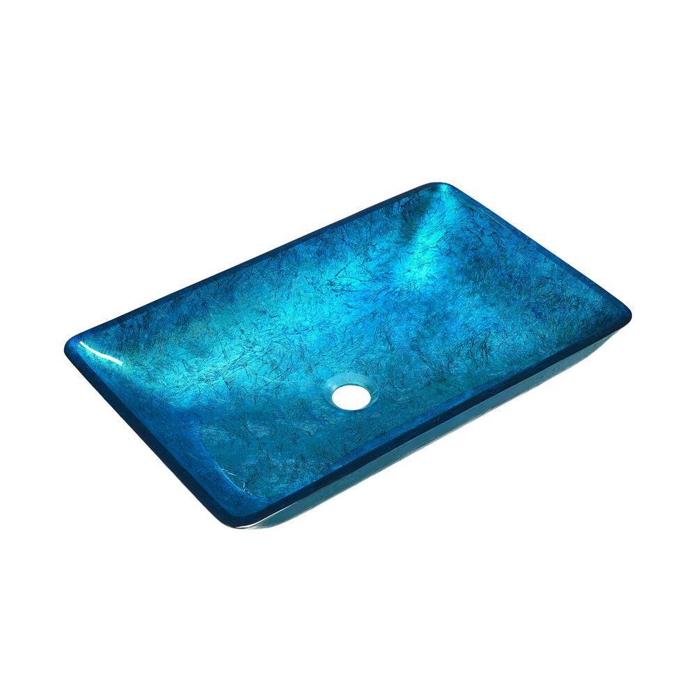 Cascade Rectangular Glass Vessel Sink with Faucet