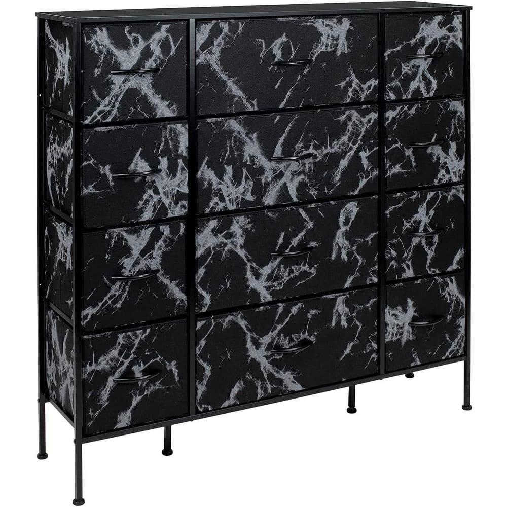 Sorbus 12 Drawers Dresser with Steel Frame and Wood Top
