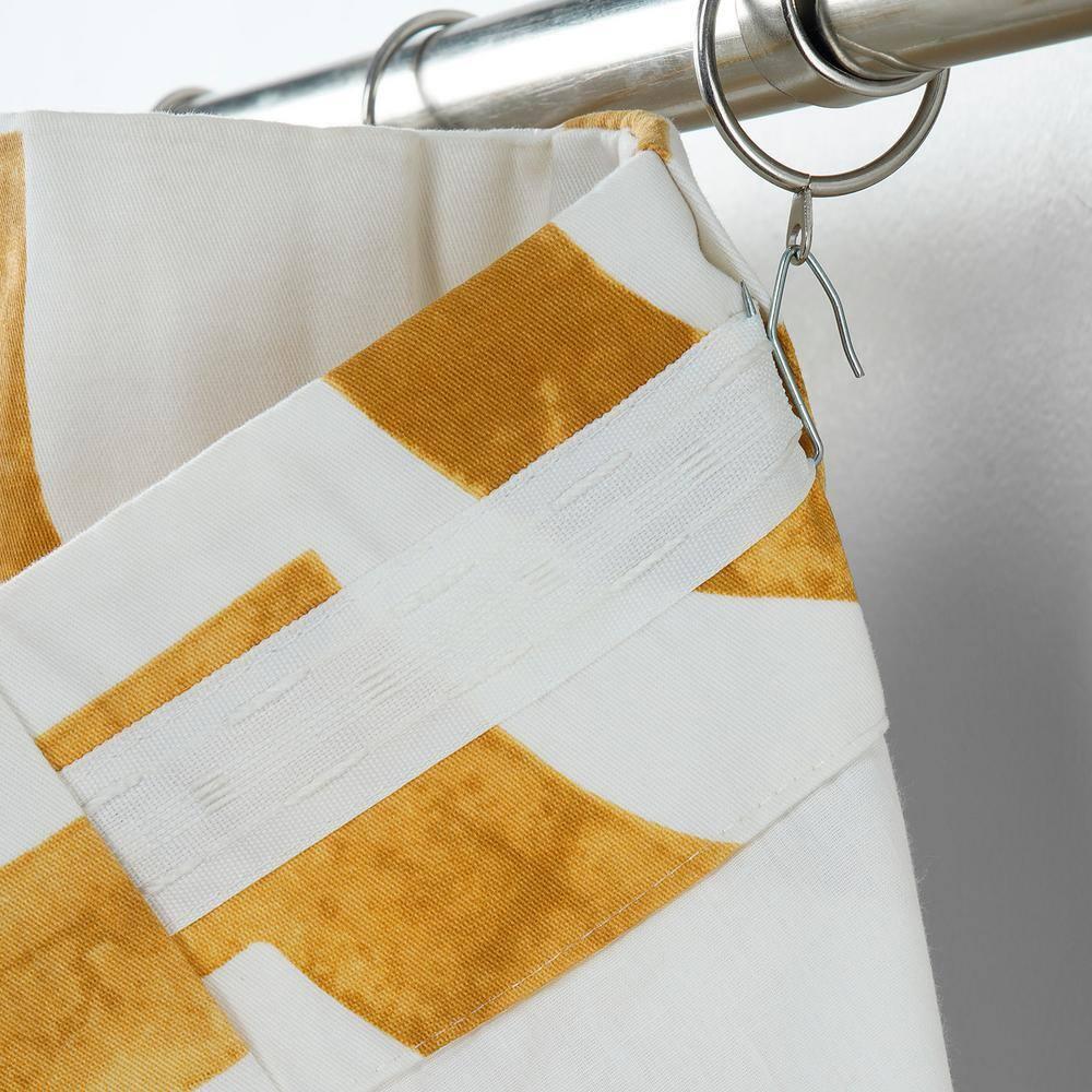 HPD Half Price Drapes Geometric Printed Curtains 96 Inches Long Luxury Cotton Curtains (1 Panel) Room Darkening Window Curtains for Bedroom & Living Room, 50W x 96L, Mecca Geometric Gold