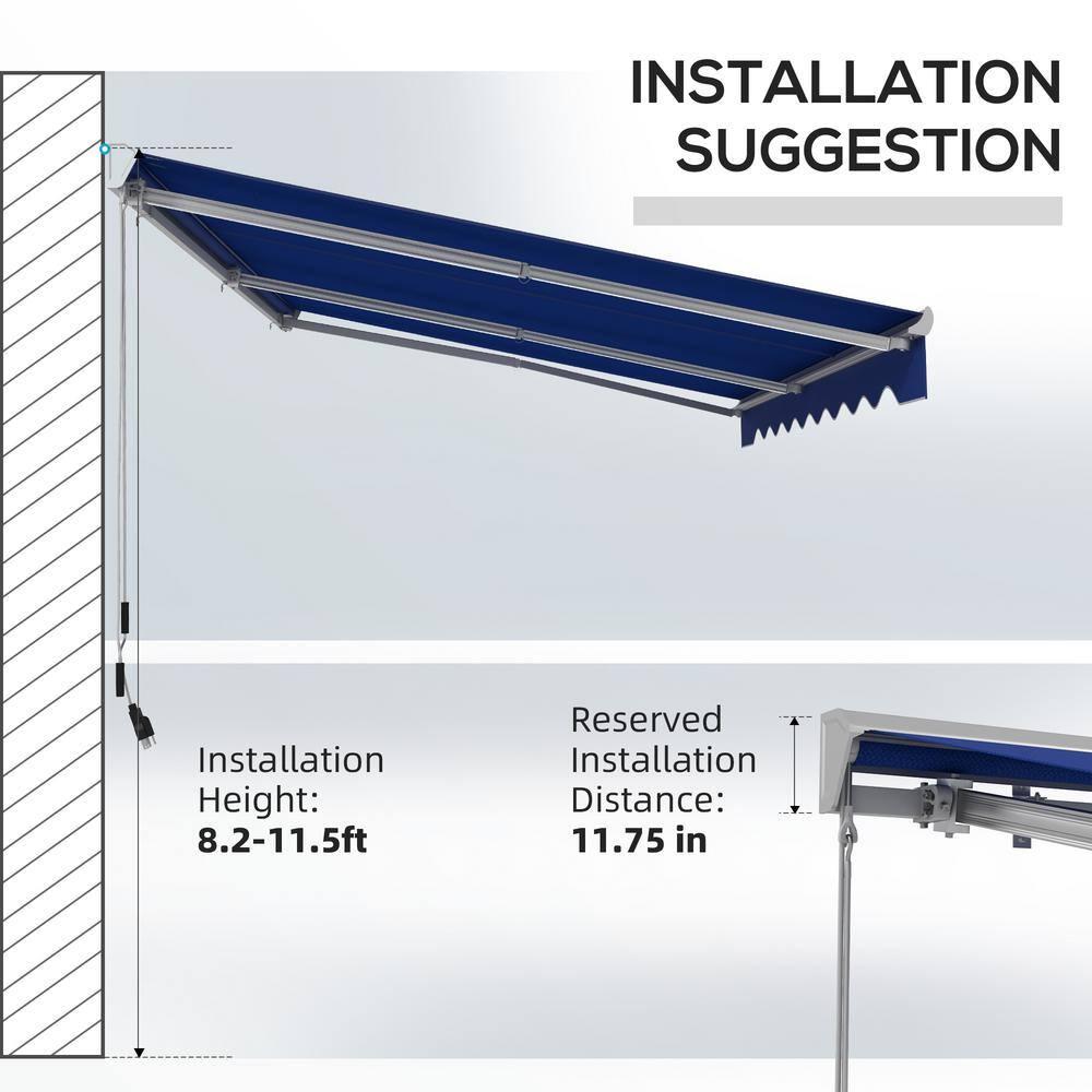 Outsunny Polyester Cover Retractable Patio Awning