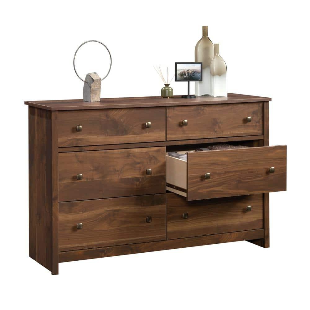 River Ranch 6 Drawer Dresser Grand Walnut - Sauder: Spacious Storage, Modern Style