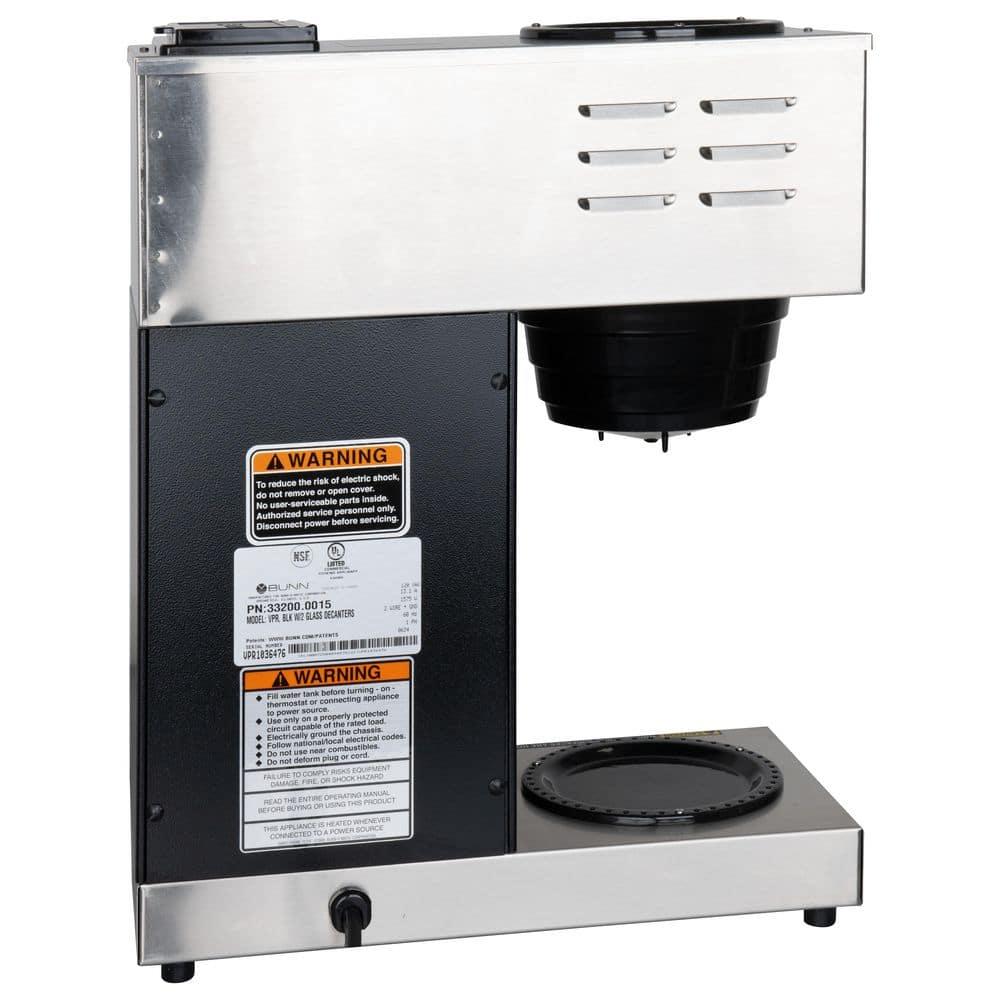 BUNN VPR 12-Cup Commercial Coffee Brewer with Two Glass Decanters, 2 Warmers
