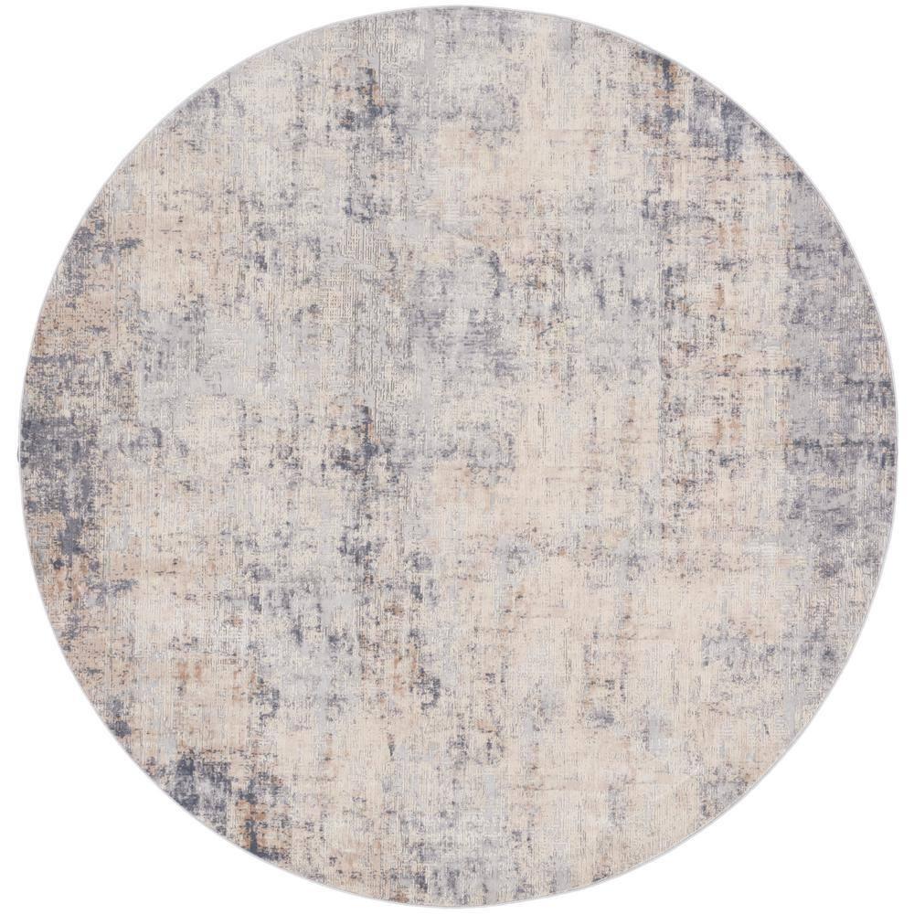Nourison Rustic Textures Abstract Indoor Area Rug Grey/Beige 7’10” x Round