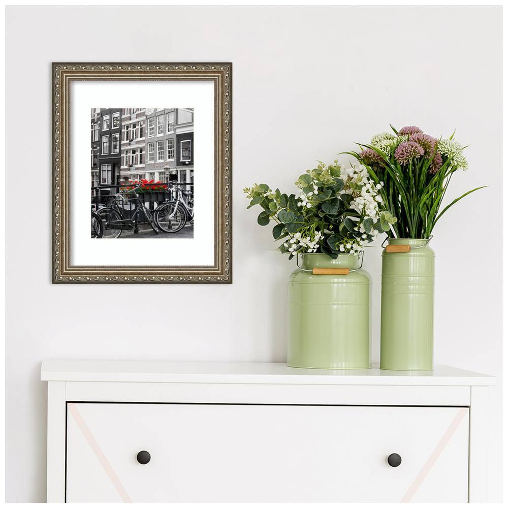 Amanti Art Parisian Silver Wood Picture Frame Opening Size 11x14 in. (Matted To 8x10 in.)