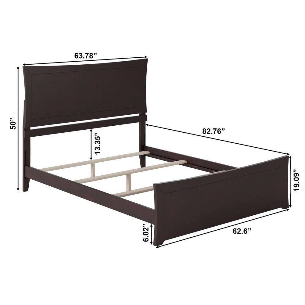 Metro Queen Size Bed with Matching Footboard & Charging Station in Espresso