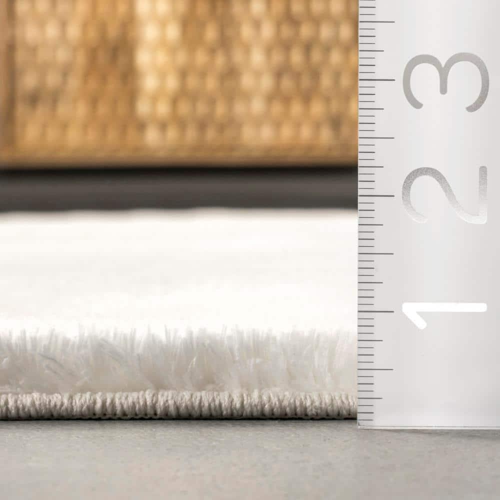 nuLOOM 2' x 3' Cozy Plush SuperiorWash Area Rug, Machine Washable, Non-Slip, Soft Fluffy Shag Carpet for Living Room Bedroom Nursery, Loni Off-white