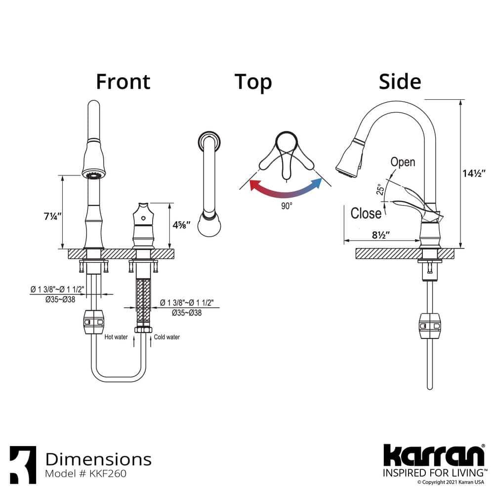 Karran Hillwood Single Handle Pull Down Sprayer Kitchen Faucet